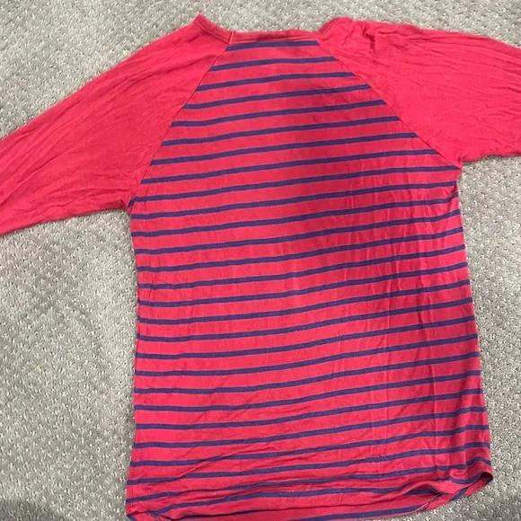 Lularoe Randy Red and Blue Striped Women’s Soft Baseball T Shirt Size S - Picture 3 of 4